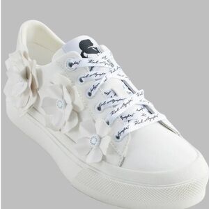 New In Box ~ Karl Lagerfeld White Floral Sneakers ~ Size 10